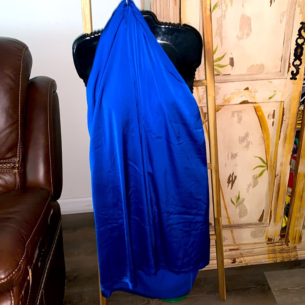 Vibrant Blue XXL dress H&M missing ribbon string choker tie around neck